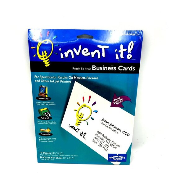Invent It! Ready To Print Business Cards 8.5" X 11" 10 Sheets 10 Cards Per Sheet - Picture 1 of 1